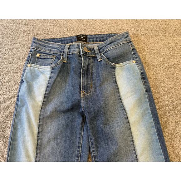 JUSTBLACK Female Light Dark Wash Denim Jeans Size 24 Raw Hem Straight Leg - Picture 5 of 16